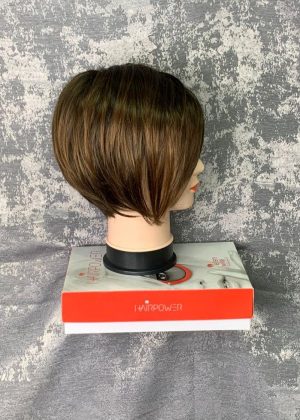 Косой боб, натуральный парик (вид сбоку)